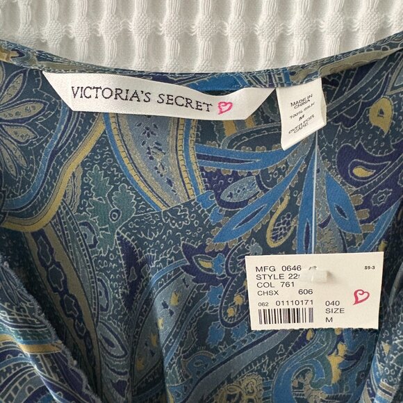 Vintage Victoria's Secret NWT blue paisley silk slip dress y2k going out medium - Picture 5 of 7